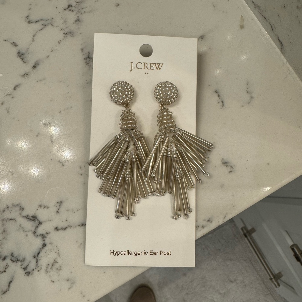 J. Crew Silver Tassel Earrings